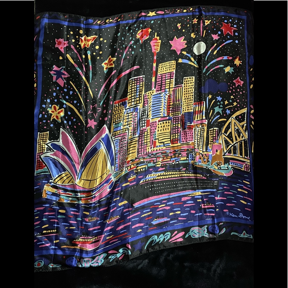 Beautiful Vintage Ken Done Silk Scarf